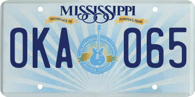 MS license plate OKA065