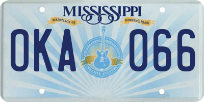 MS license plate OKA066