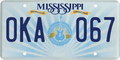 MS license plate OKA067