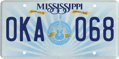 MS license plate OKA068