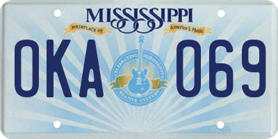 MS license plate OKA069