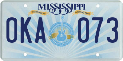 MS license plate OKA073