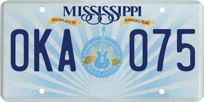 MS license plate OKA075