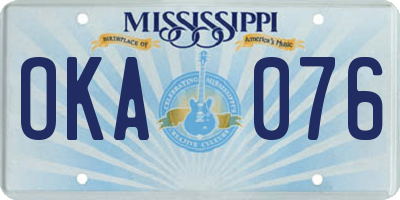 MS license plate OKA076