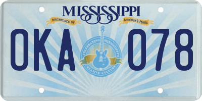 MS license plate OKA078