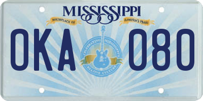MS license plate OKA080