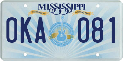 MS license plate OKA081