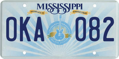 MS license plate OKA082