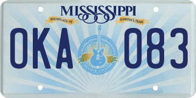 MS license plate OKA083
