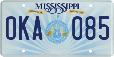 MS license plate OKA085