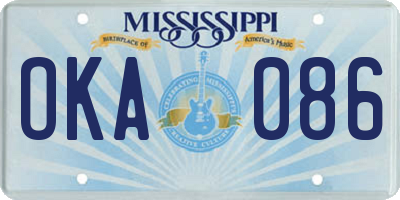 MS license plate OKA086
