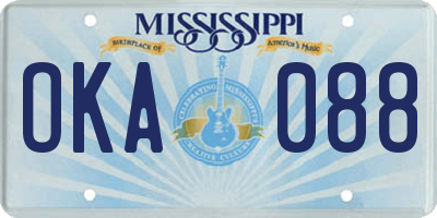MS license plate OKA088