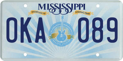 MS license plate OKA089