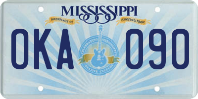 MS license plate OKA090