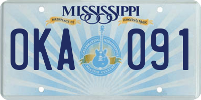MS license plate OKA091