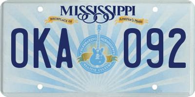 MS license plate OKA092