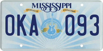 MS license plate OKA093