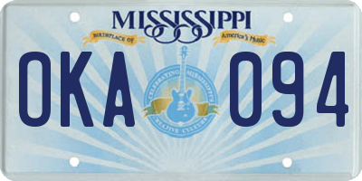 MS license plate OKA094