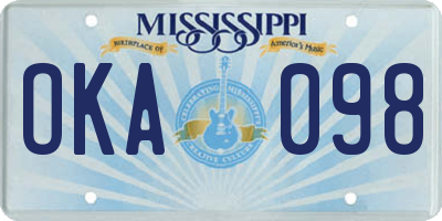 MS license plate OKA098