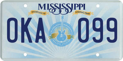 MS license plate OKA099