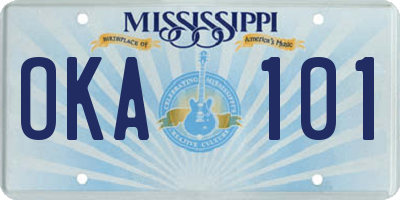 MS license plate OKA101