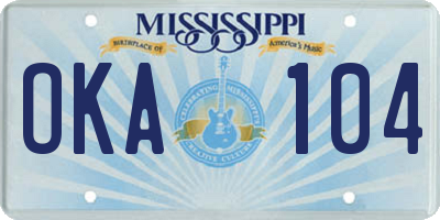 MS license plate OKA104
