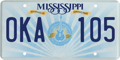 MS license plate OKA105