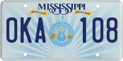 MS license plate OKA108