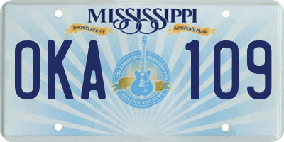 MS license plate OKA109
