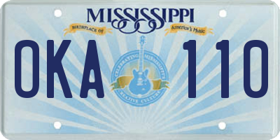 MS license plate OKA110