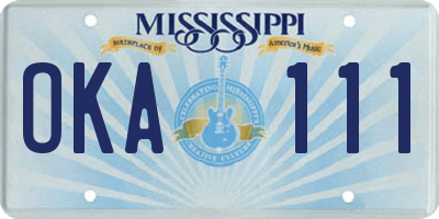 MS license plate OKA111