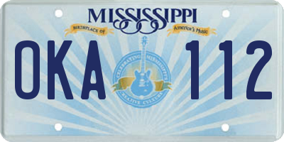 MS license plate OKA112