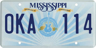 MS license plate OKA114