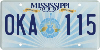 MS license plate OKA115