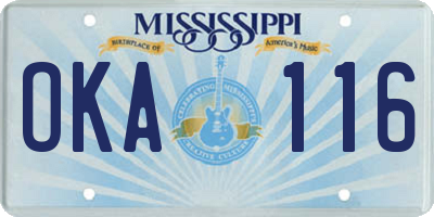 MS license plate OKA116