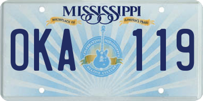 MS license plate OKA119