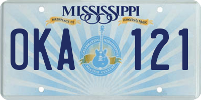 MS license plate OKA121