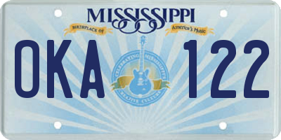 MS license plate OKA122