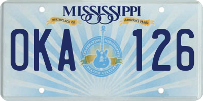 MS license plate OKA126