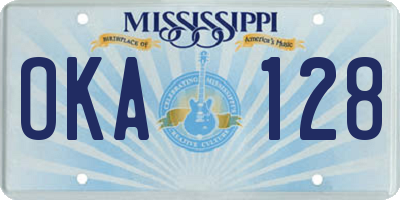 MS license plate OKA128