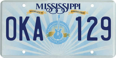 MS license plate OKA129