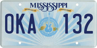 MS license plate OKA132