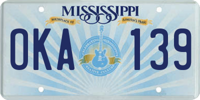 MS license plate OKA139