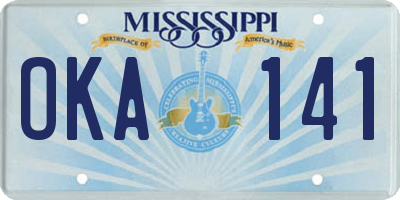 MS license plate OKA141