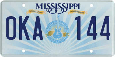 MS license plate OKA144