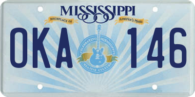 MS license plate OKA146