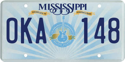 MS license plate OKA148