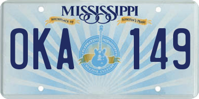 MS license plate OKA149