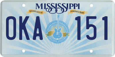 MS license plate OKA151