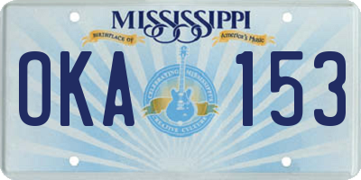 MS license plate OKA153